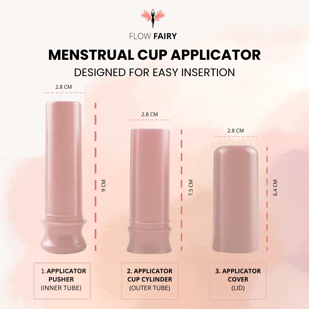 Flow Fairy Reusable Menstrual Cup with Applicator for Easy Insertion- 100% Medical Grade Silicone Period Cup